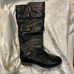 Steve Madden Black Leather Buckle Boots “Benny”